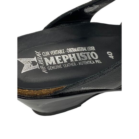 Mephisto Women's Nazli Sandals Black Patent Leather Crystals Wedge Size 10 / 40 - Picture 10 of 16